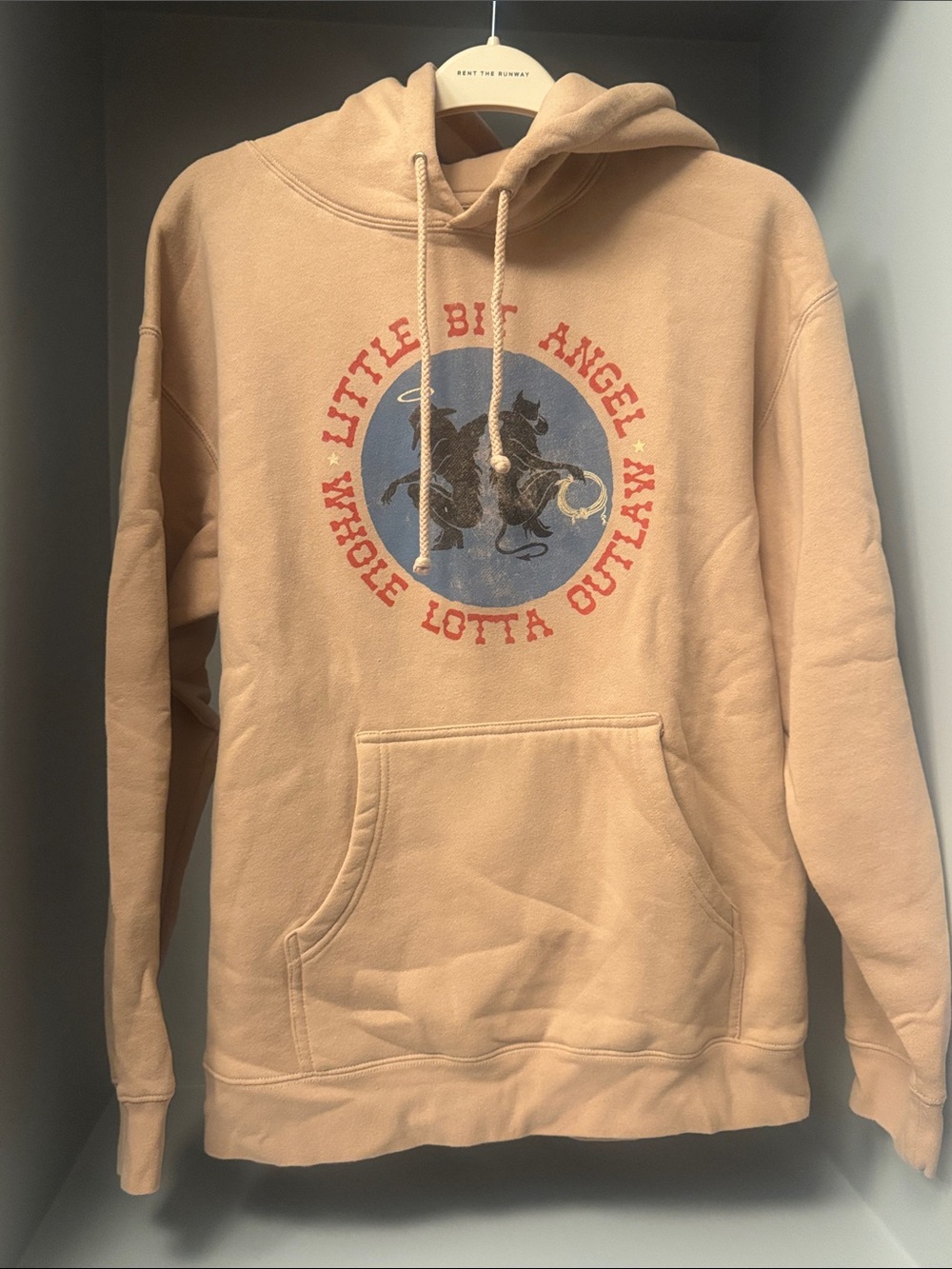 Like New! Morgan Wallen Angel Outlaw Hoodie Sweatshirt Dusty Pink Rose Size XL